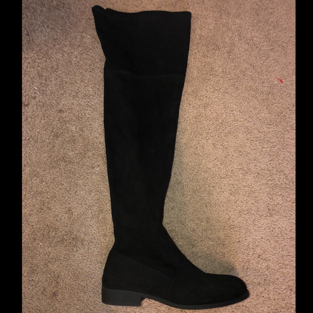 Thigh High Flat Suede Boots